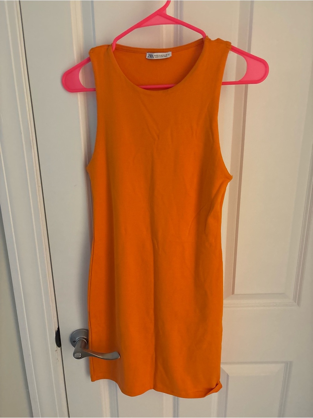 Zara Bright Orange Sleeveless Mini Dress